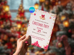 Christmas Party Flowers Invite – Editable Canva Template – Share or Printable 5x7 – Instant Download