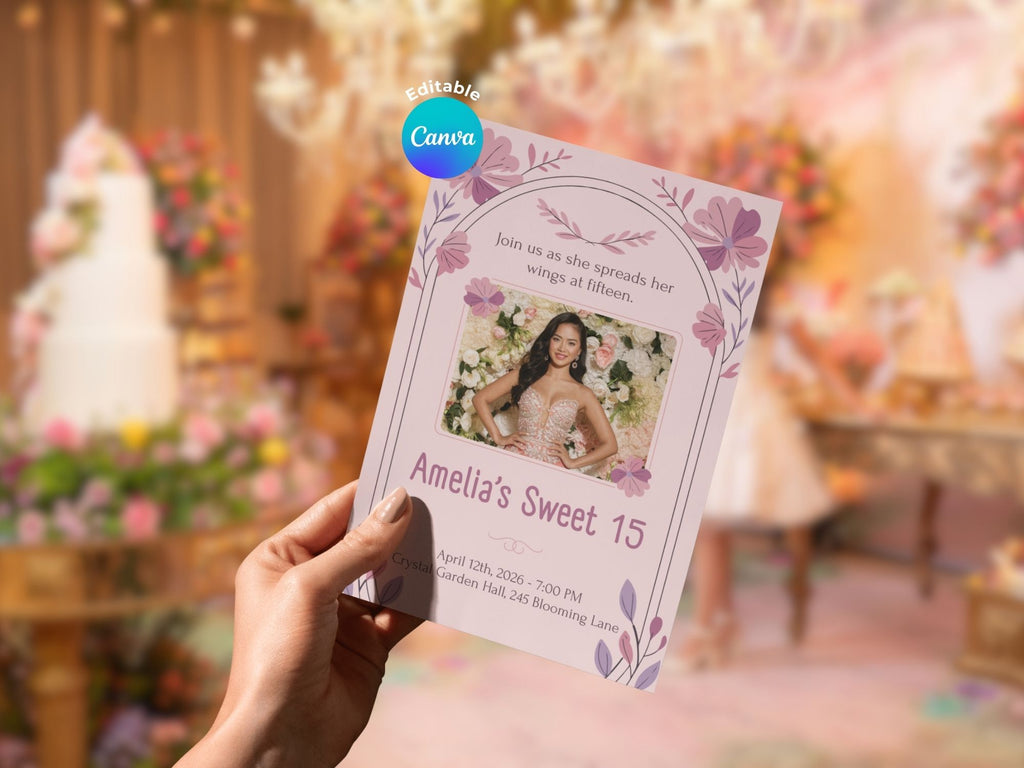 Sweet 15 Invitation – Watercolor Plane Theme – Editable Canva Template – Share or Printable 5x7 – Instant Download