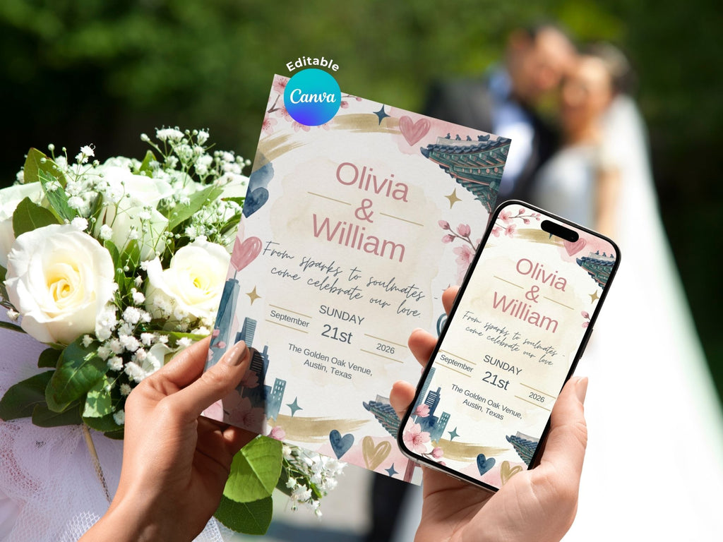 Enemies to Lovers Wedding Invitation – Editable Canva Template – Share or Printable 5x7 – Instant Download