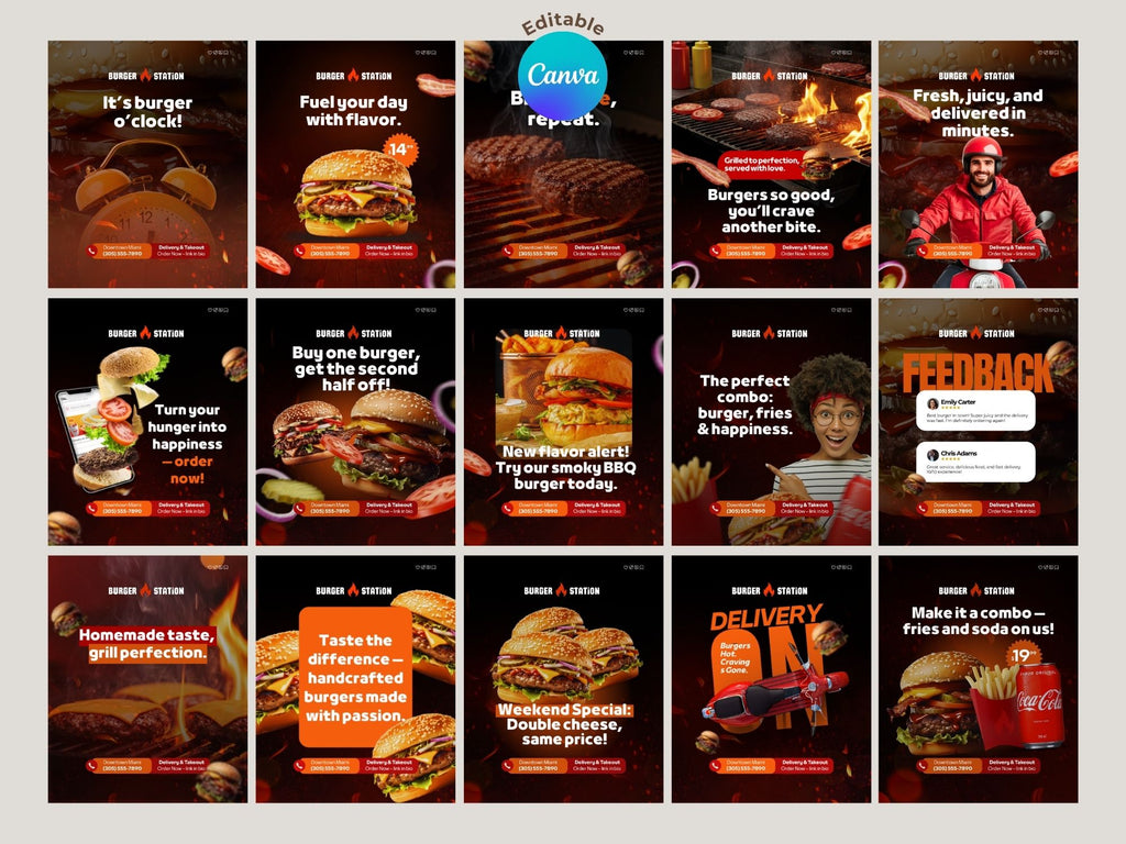 120 Foods  Instagram Templates – Editable Canva Template – Instant Download