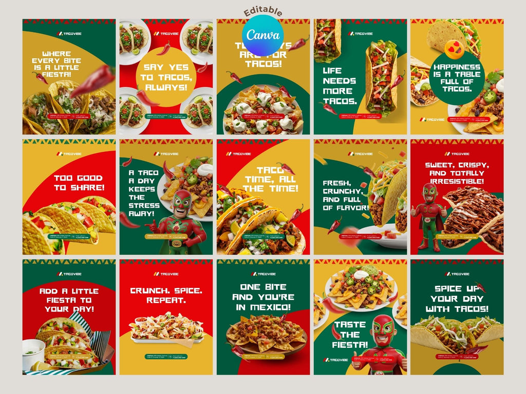 120 Foods  Instagram Templates – Editable Canva Template – Instant Download