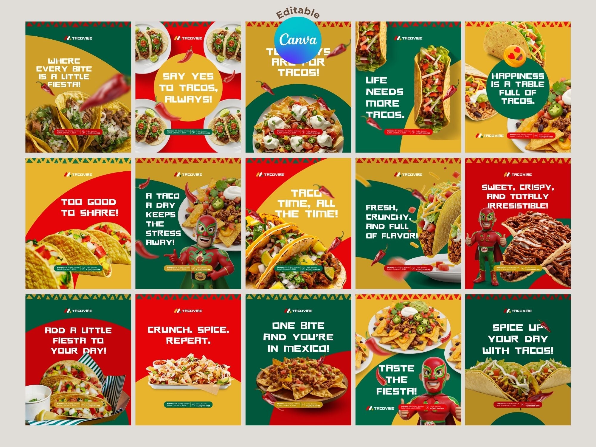120 Foods  Instagram Templates – Editable Canva Template – Instant Download