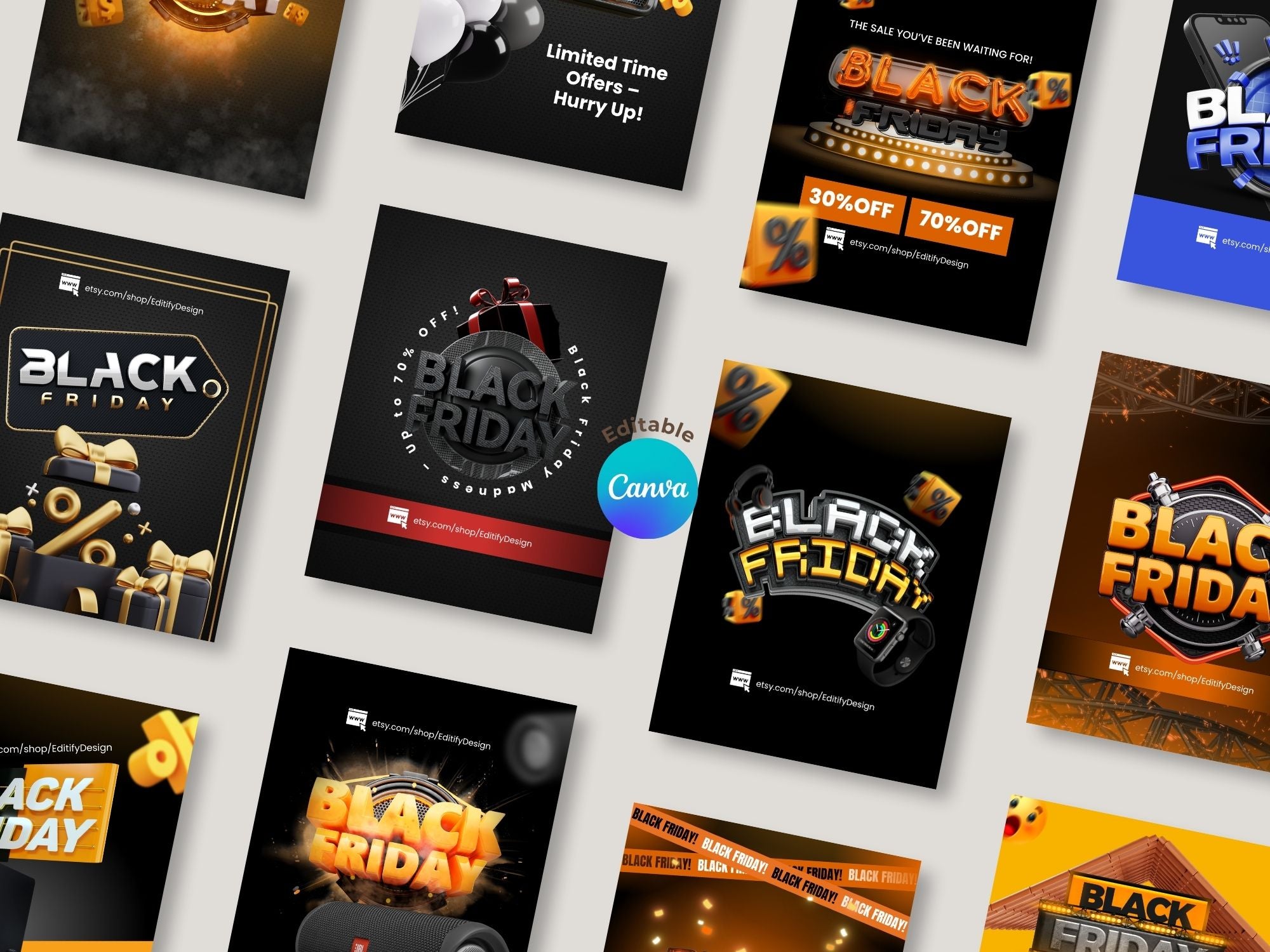 [FREE SAMPLE] Black Friday Instagram Templates – Editable Canva Template – Instant Download