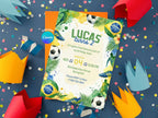Soccer Boy Birthday Invitation – Editable Canva Template – Share or Printable 5x7 – Instant Download