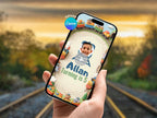 Train Track Birthday Video Invitation – Editable Canva Template – Share video mp4 – Instant Download