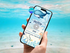 [FREE SAMPLE] Cute Blue Whale Birthday Invitation – Editable Canva Template – Share video mp4 – Instant Download