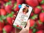 Strawberry Birthday Invitation – Editable Canva Template – Share video mp4 – Instant Download