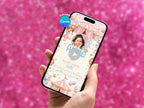 Pink Circus Birthday Invitation – Editable Canva Template – Share video mp4 – Instant Download