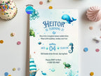 Blue Under The Sea Invitation – Editable Canva Template – Share or Printable 5x7 – Instant Download