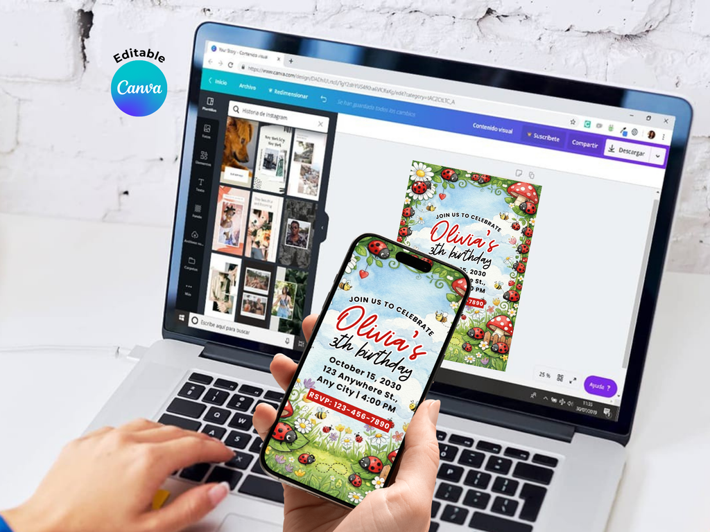 [FREE SAMPLE] BuyLadybug Invitation | Editable Canva Template - Instant Download