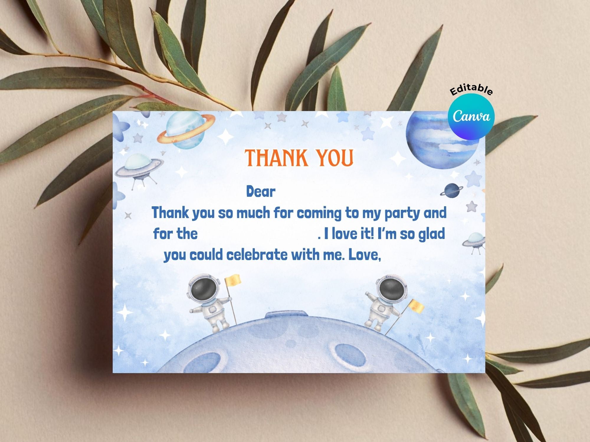 Modern Astronaut Birthday Invitation FULL PARTY BUNDLE - Video Invite & Matching Printables