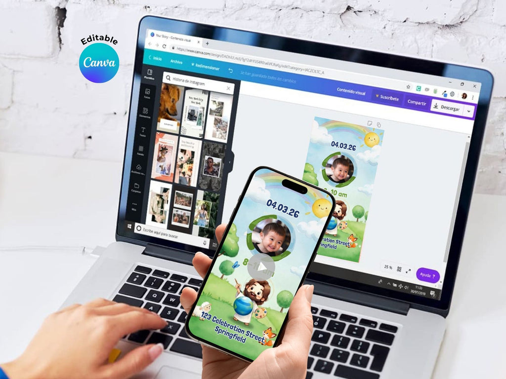 Jesus The Painter Birthday Invitation – Editable Canva Template – Share video mp4 – Instant Download