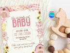 Pink Farm Baby Shower Invitation – Watercolor Plane Theme – Editable Canva Template – Share or Printable 5x7 – Instant Download