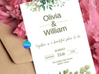 Timeless Bloom Wedding Invitation – Editable Canva Template – Share or Printable 5x7 – Instant Download