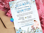 Romantic Blue Wedding  Invitation – Editable Canva Template – Share video mp4 or Printable 5x7 – Instant Download