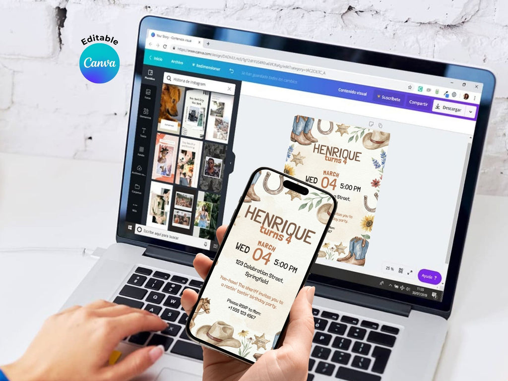 Sheriff Birthday Invitation – Editable Canva Template – Share or Printable 5x7 – Instant Download