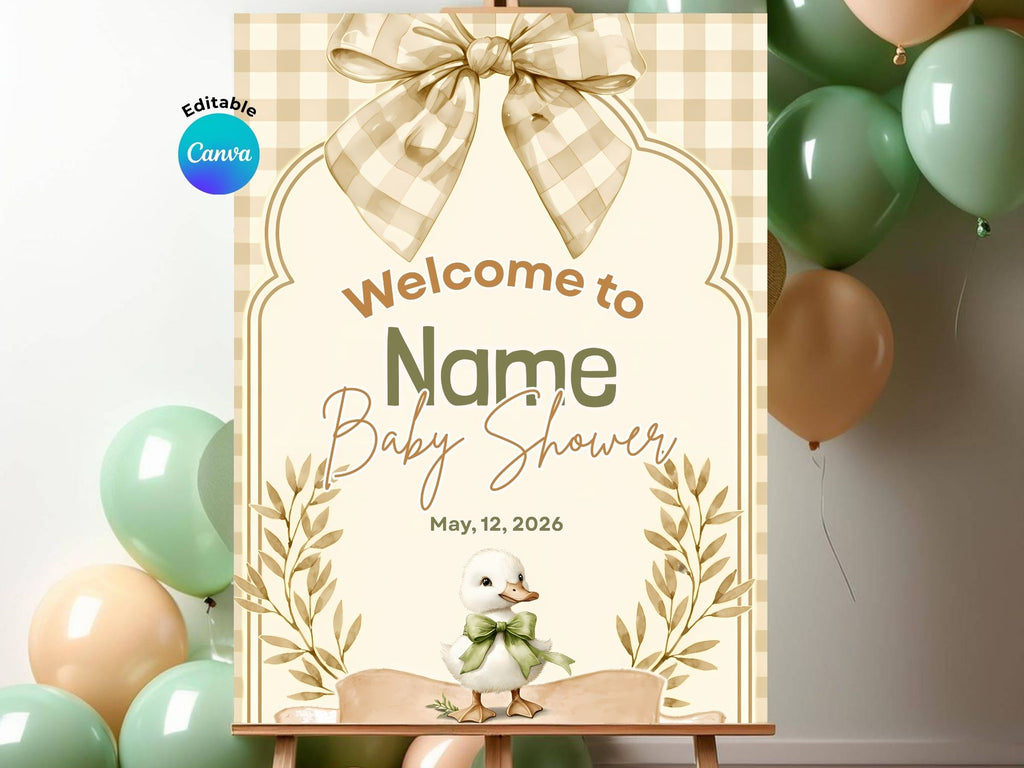 Checkered Duck Baby Shower Invitation FULL PARTY BUNDLE - Video Invite & Matching Printables