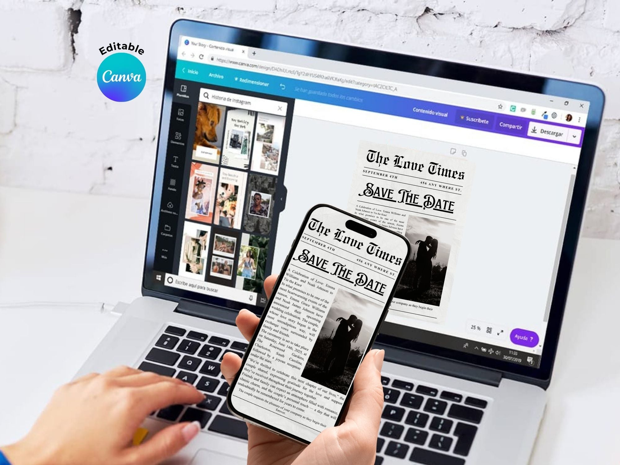 Eternal Vows Wedding Invitation – Editable Canva Template – Share or Printable 5x7 – Instant Download