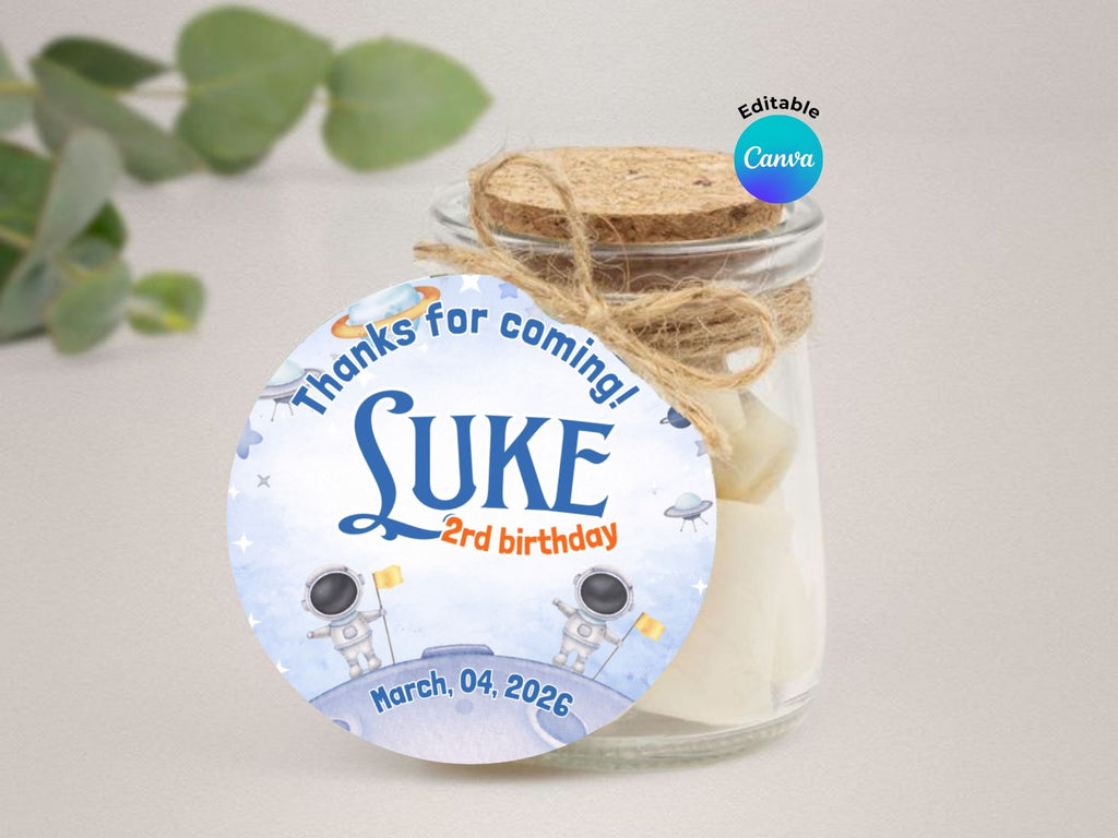 Modern Astronaut Birthday Invitation FULL PARTY BUNDLE - Video Invite & Matching Printables