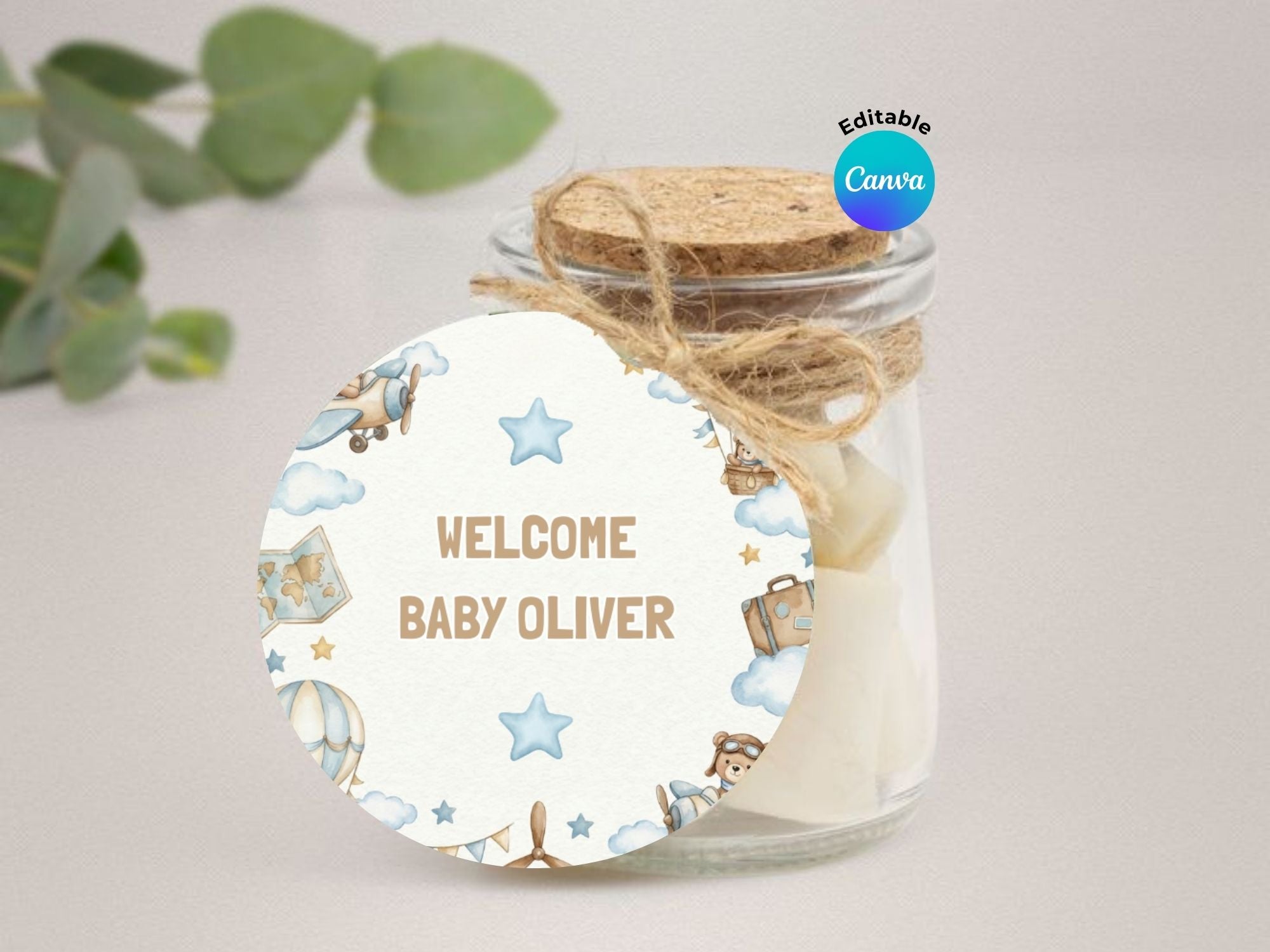 Baby Boy Watercolor Aviator Baby Shower FULL PARTY BUNDLE - Video Invite & Matching Printables
