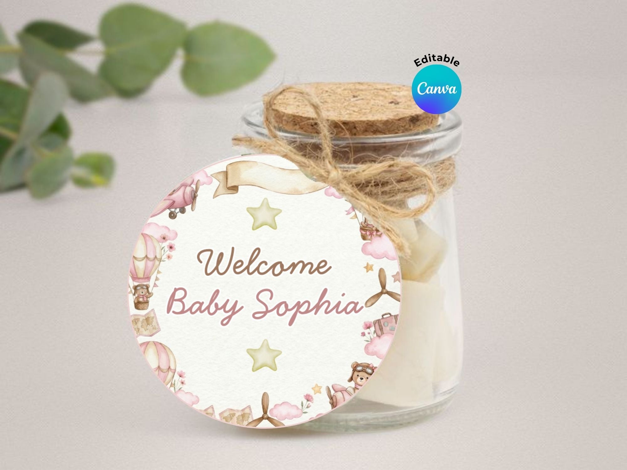 Baby Girl Watercolor Aviator Baby Shower FULL PARTY BUNDLE - Video Invite & Matching Printables