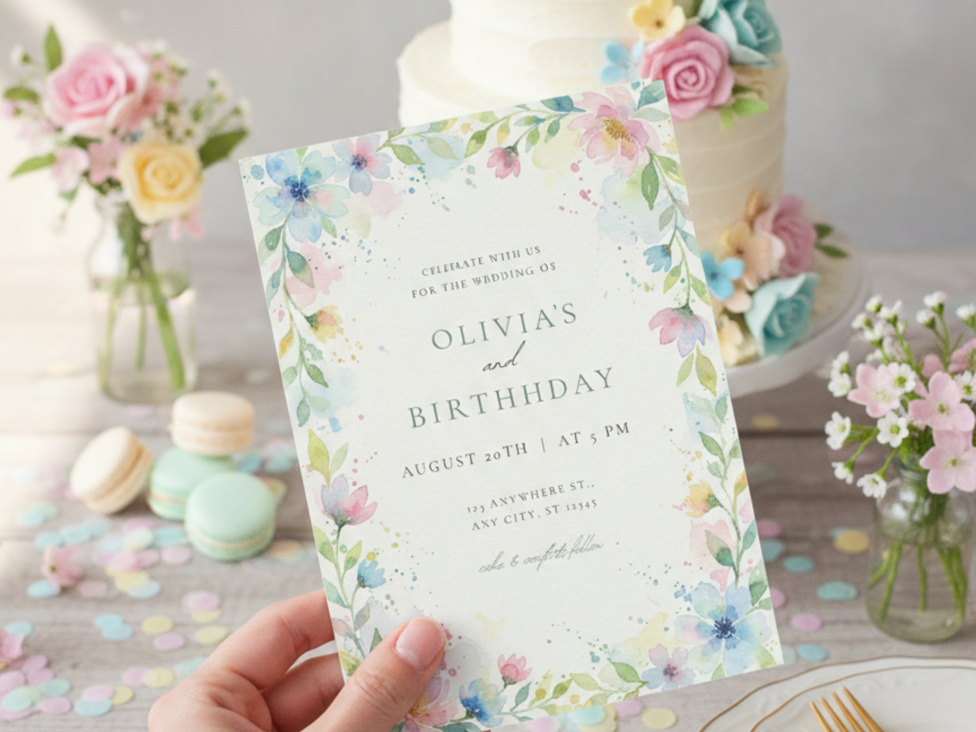 [FREE SAMPLE] Flower Wedding Invitation | Editable Canva Template - Instant Download