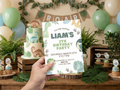 [FREE SAMPLE] Dino Green Invitation | Editable Canva Template - Instant Download