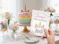 [FREE SAMPLE] Rainbow Unicorn Invitation | Editable Canva Template - Instant Download