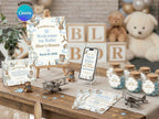 Baby Boy Watercolor Aviator Baby Shower FULL PARTY BUNDLE - Video Invite & Matching Printables