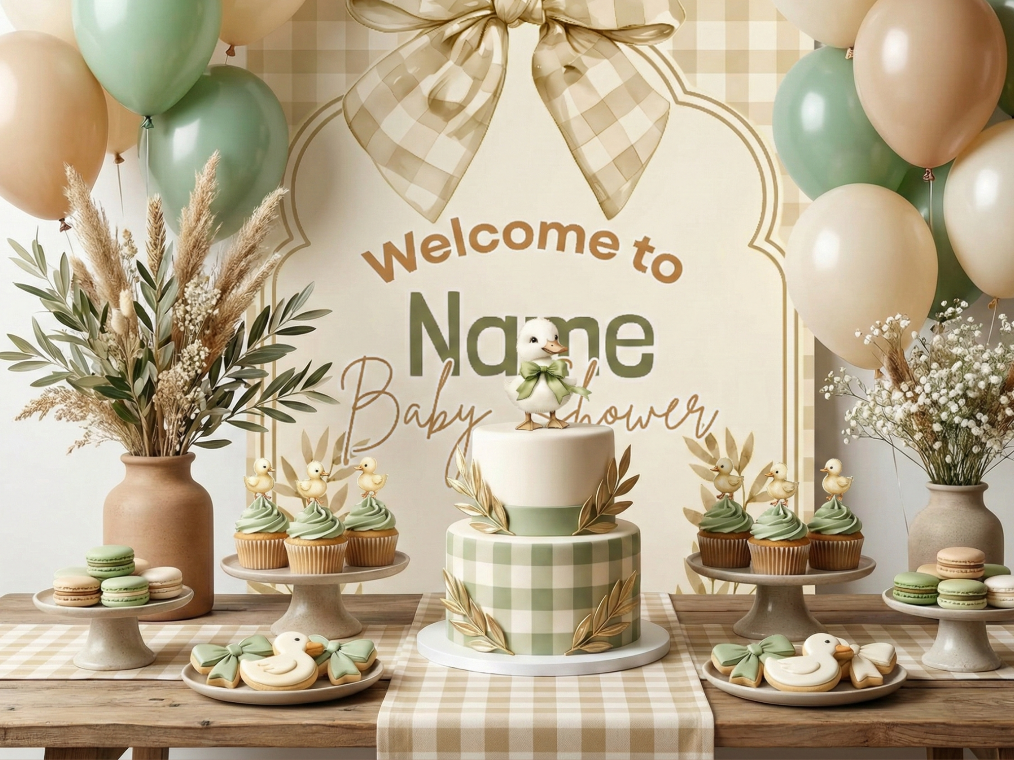 Checkered Duck Baby Shower Invitation FULL PARTY BUNDLE - Video Invite & Matching Printables