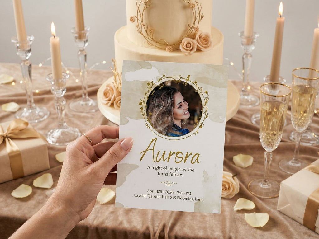 Elegant Sweet 15 Invitations – Watercolor Plane Theme – Editable Canva Template – Share or Printable 5x7 – Instant Download