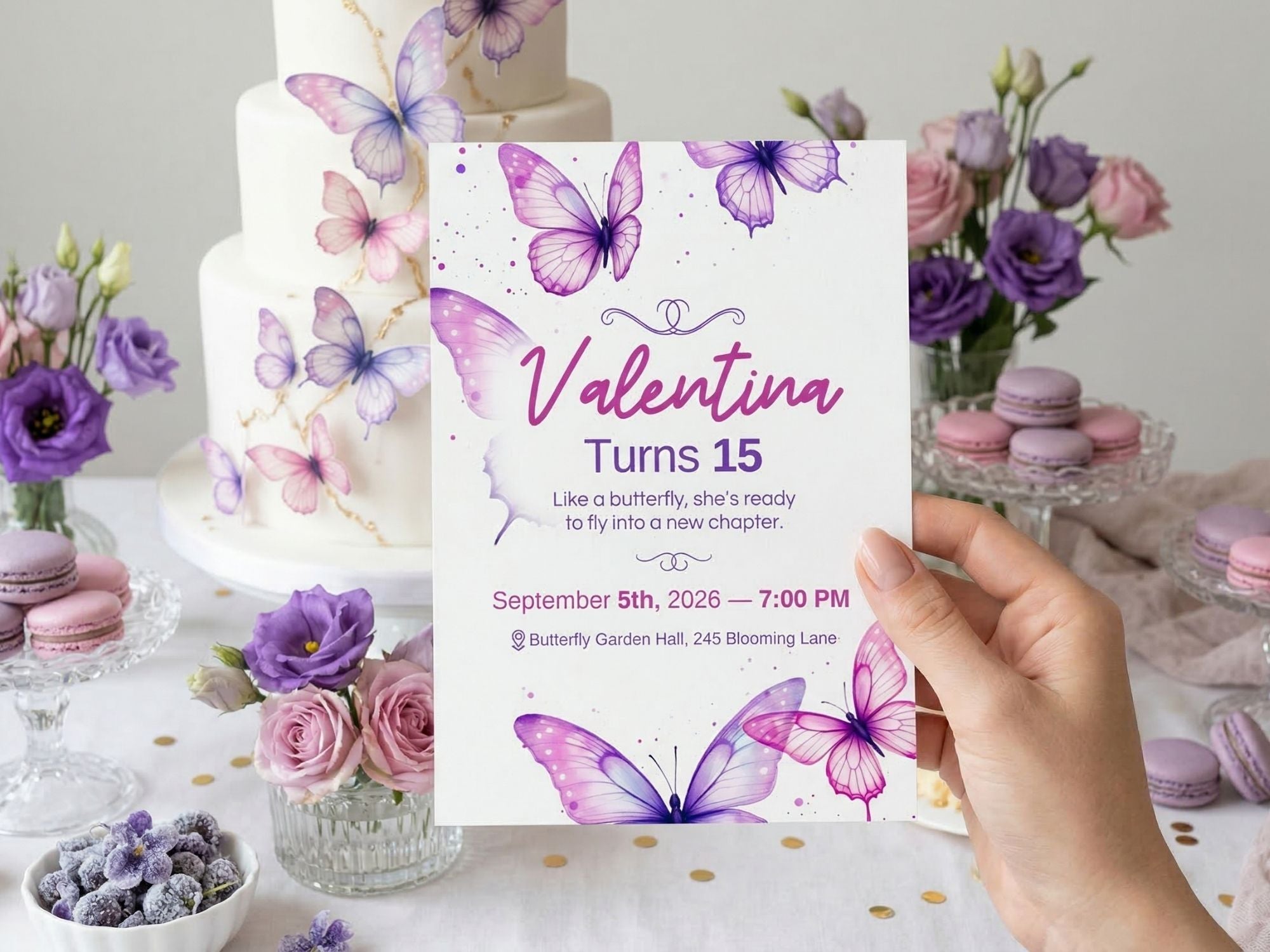 Butterfly Dreams Invitations – Watercolor Plane Theme – Editable Canva Template – Share or Printable 5x7 – Instant Download