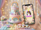 3D Unicorn And Flowers Garden Birthday Video Invitation – Editable Canva Template – Share video mp4 – Instant Download
