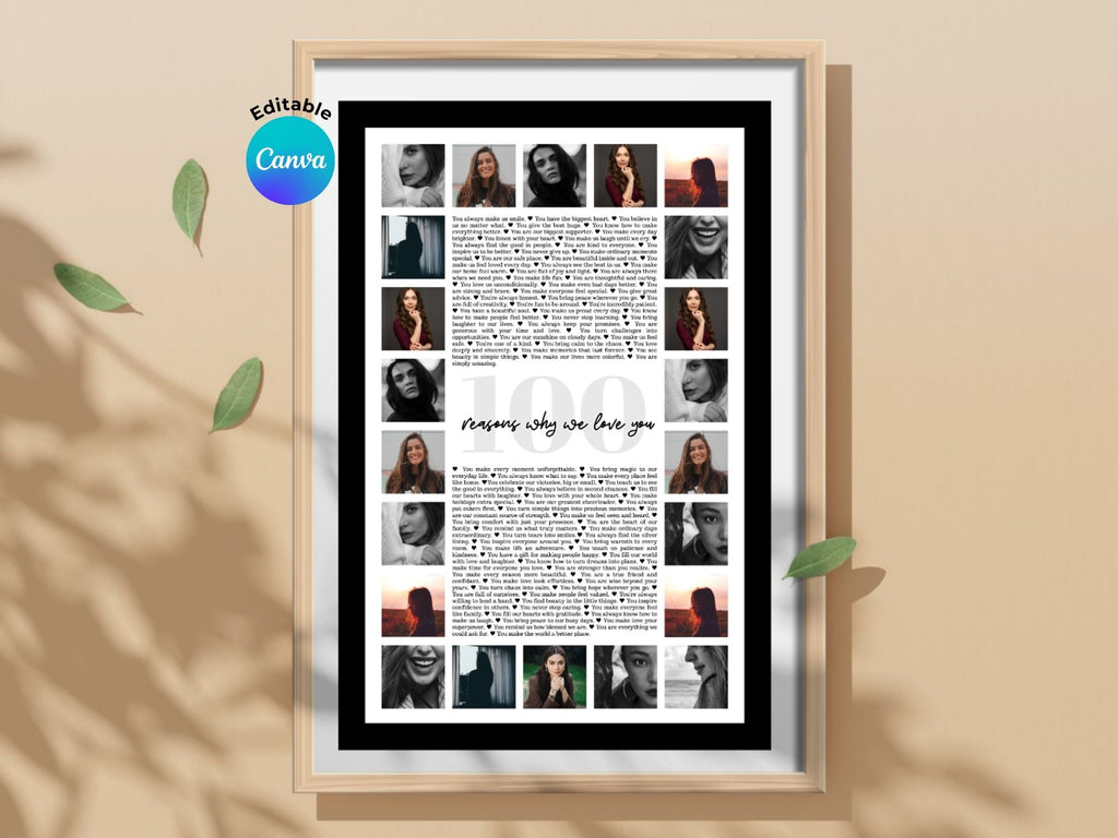 100 Reasons Why We Love You Poster – Instant Download
