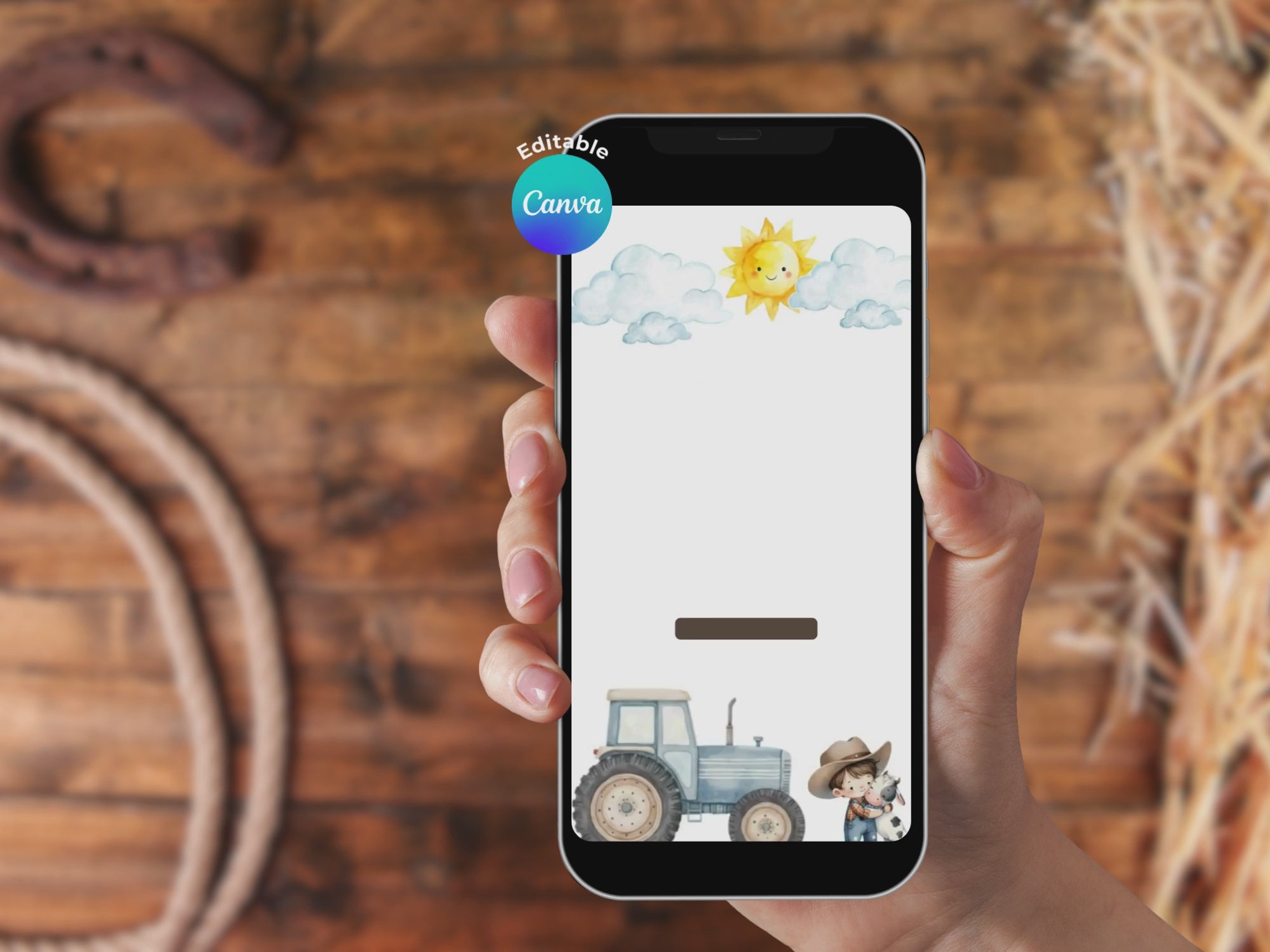 Farm Boy Birthday Video Invitation – Editable Canva Template – Share video mp4 – Instant Download