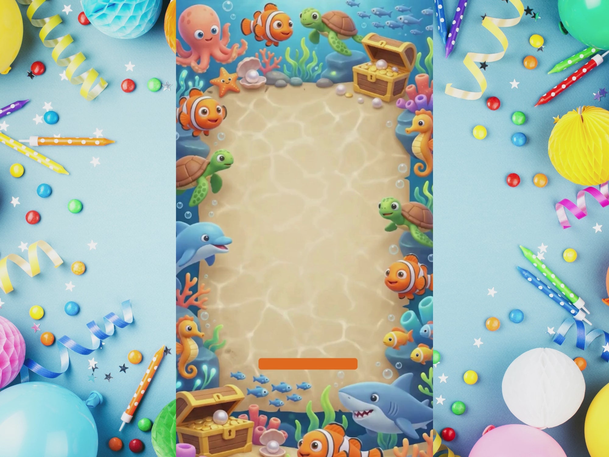 Ocean Adventure Birthday Video Invitation – Editable Canva Template – Share video mp4 – Instant Download