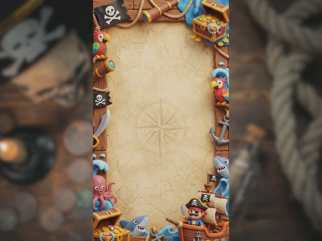 Pirate Adventure Birthday Invitation – Editable Canva Template – Share video mp4 – Instant Download