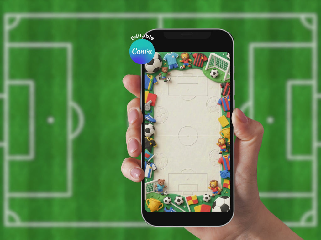 Soccer Field Birthday Video Invitation – Editable Canva Template – Share video mp4 – Instant Download