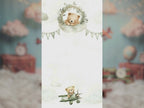 Green Aviator Bear Birthday Invitation – Editable Canva Template – Share video mp4 – Instant Download