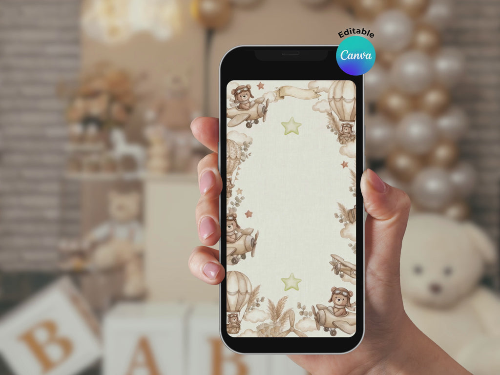 Baby Shower Watercolor Boho Aviator FULL PARTY BUNDLE - Video Invite & Matching Printables